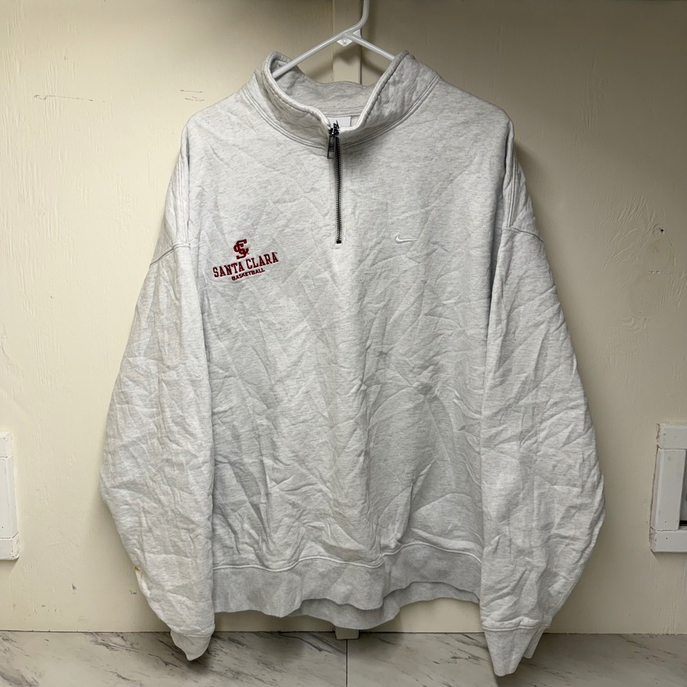 Vintage Nike Santa Clara Basketball Quarter Zip Sweatshirt Mens XXL Grey Heavy